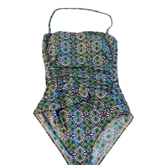 Tommy Bahama Other - Tommy Bahama Womens Blue Green Geometric Tile Print Bandeau One Piece Swimsuit 8